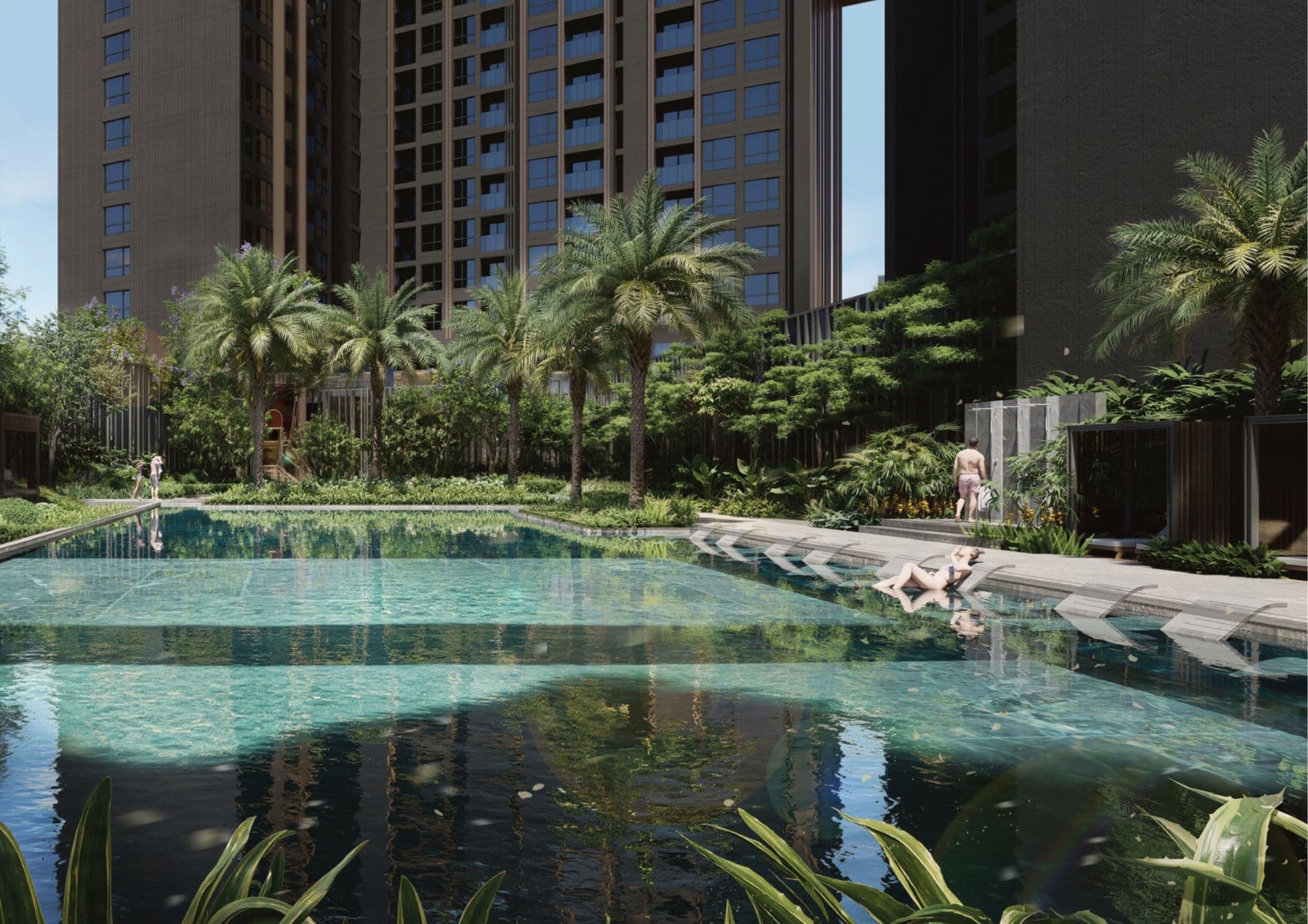 Bể bơi resort và vườn cảnh quan xanh nội khu Xuân Mai BMT Gateway Buôn Ma Thuột